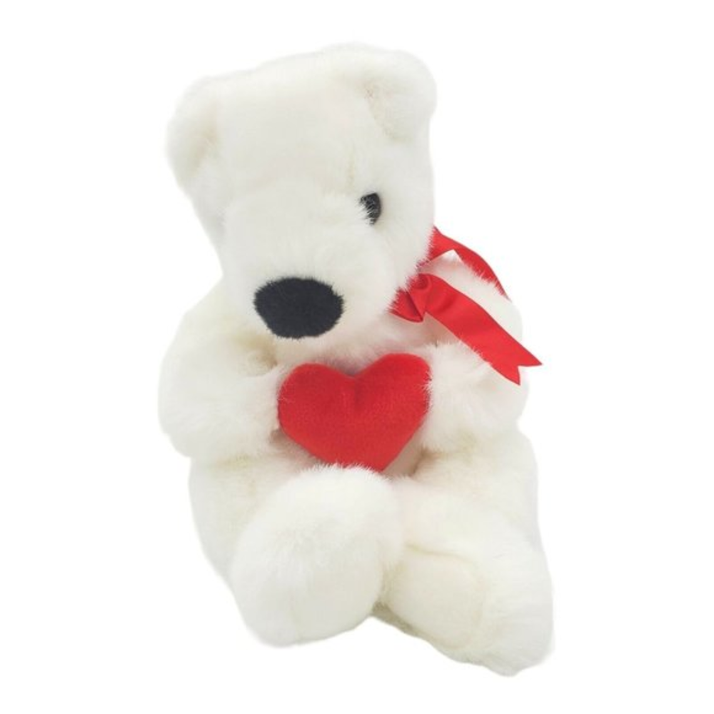 TY BEANIE BUDDY “ ROMEO ” 14IN  Plush‎ BEAR 1997  White Polar Red Heart  No Tag